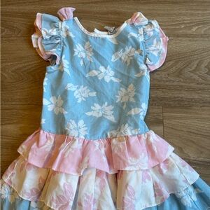 Vintage 90s Cuties by Judy Pastel Floral Bow Ruffle Dress Size 5 Girls toddler